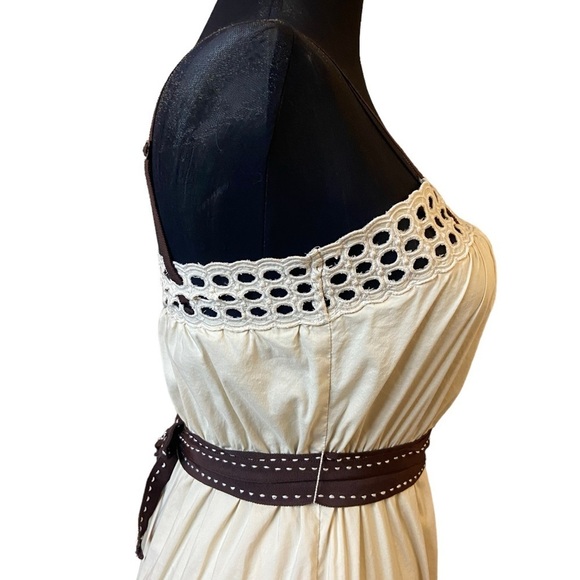 BCBG Beige Cotton Blend Sleeveless Midi Ruffle Dress - Picture 10 of 16